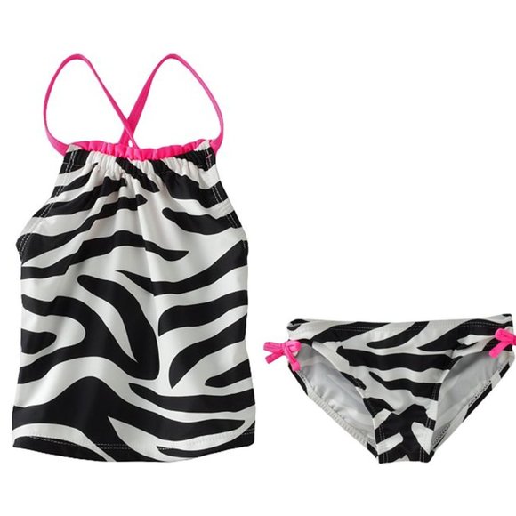 Oshkosh B'gosh Girls 2-PC Bikini & Top Swim Set Zebra UPF 50+ Lined Swim… - Picture 1 of 6